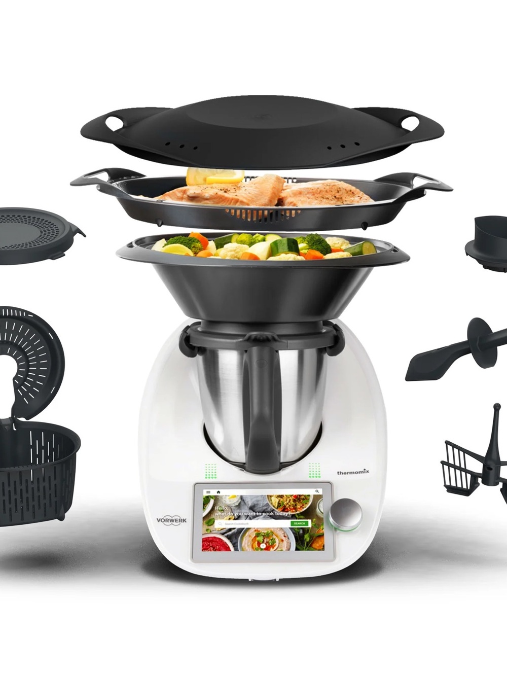 Compatible Black Steamer & Accessory Set for Smart Kitchen